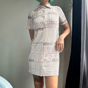 70’s white printed dress made in Japan